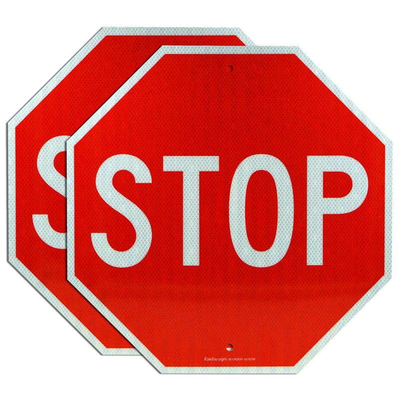 Faittoo Stop Signs, (2 Pack) 24 x 24 Inches Octagon Engineer Grade Reflective Sheeting Street Slow Warning Signs, Rust Free Aluminum, UV Protected and Waterproof, Weather Resistant, Durable Ink - Image 1